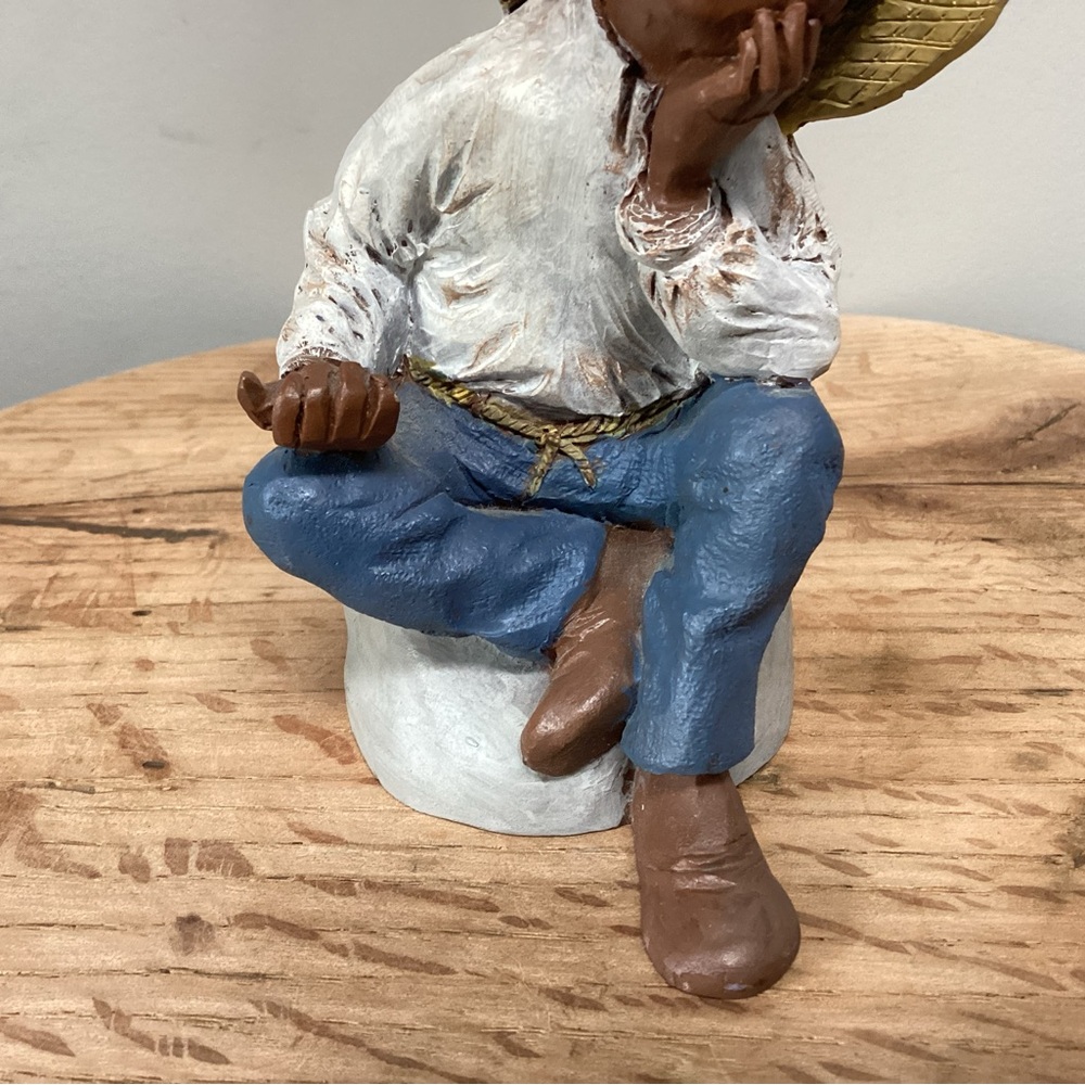 🔵 Vintage - Marked JP 89 - African American Figure in a resting pose - Excellent - Picture 7 of 13